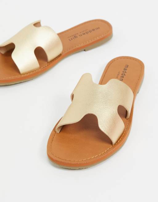 Steven By Steve Madden Greece Cognac Leather Slide Sandals