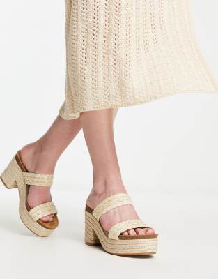 Madden Girl Emerson platform espadrilles in natural raffia - ASOS Price Checker