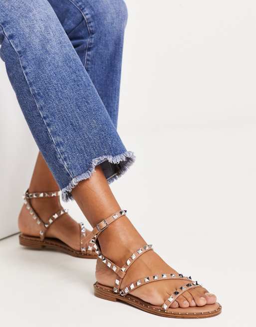 Madden - Girl Flight-S - Sandali color cuoio con borchie e fascette sottili