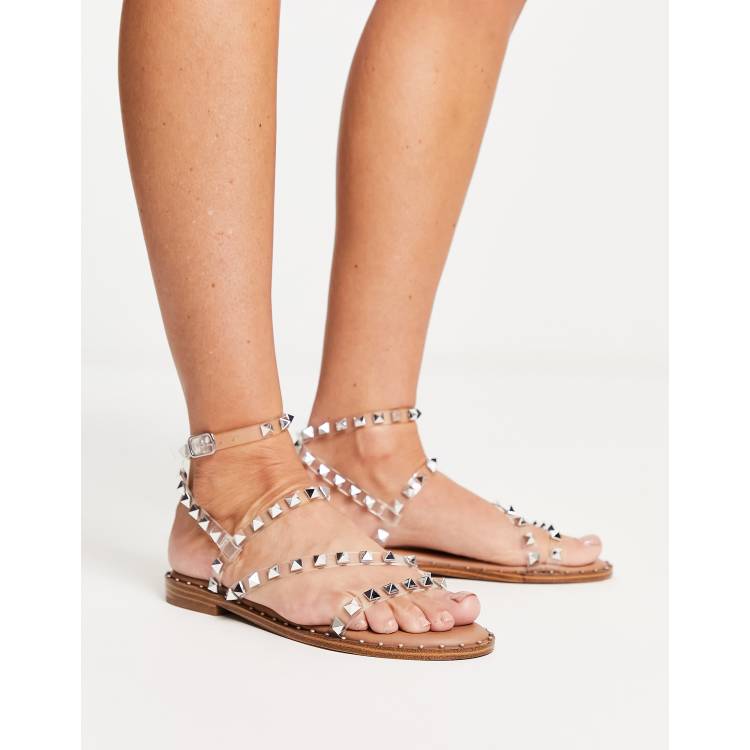 Clear strap cheap studded sandals