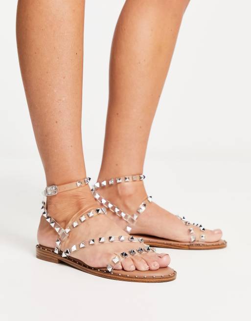 Madden Girl Flight S strappy studded sandals in clear ASOS