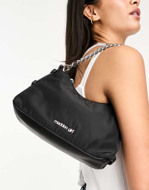 Madden Girl Kleine Umhangetasche in Schwarz mit Kettendetail ASOS