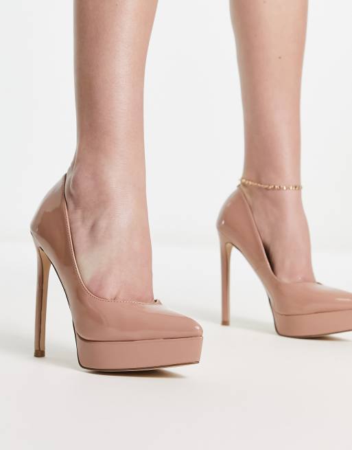 Madden Girl - Lidia - Scarpe a punta beige con tacco e plateau, 4 di 4