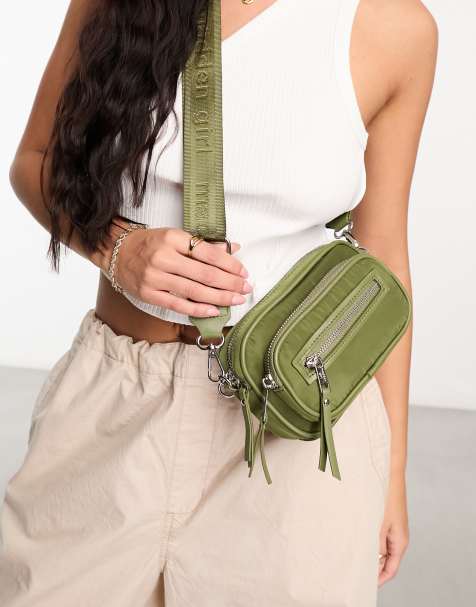 ASOS DESIGN clean elongated camera crossbody bag in green