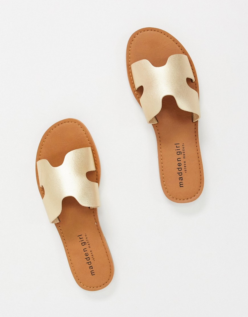 Madden Girl - Platte sandalen met dubbele gesp in goudkleur