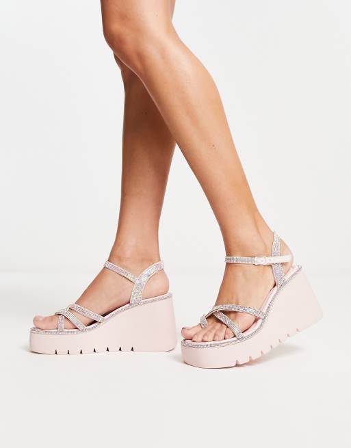 Madden Girl – Vault – Sandalen in Rosa mit Schmucksteinbesatz und dicker Sohle