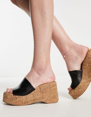 Madden Girl Zaharra cork platform sandal in black - ASOS Price Checker