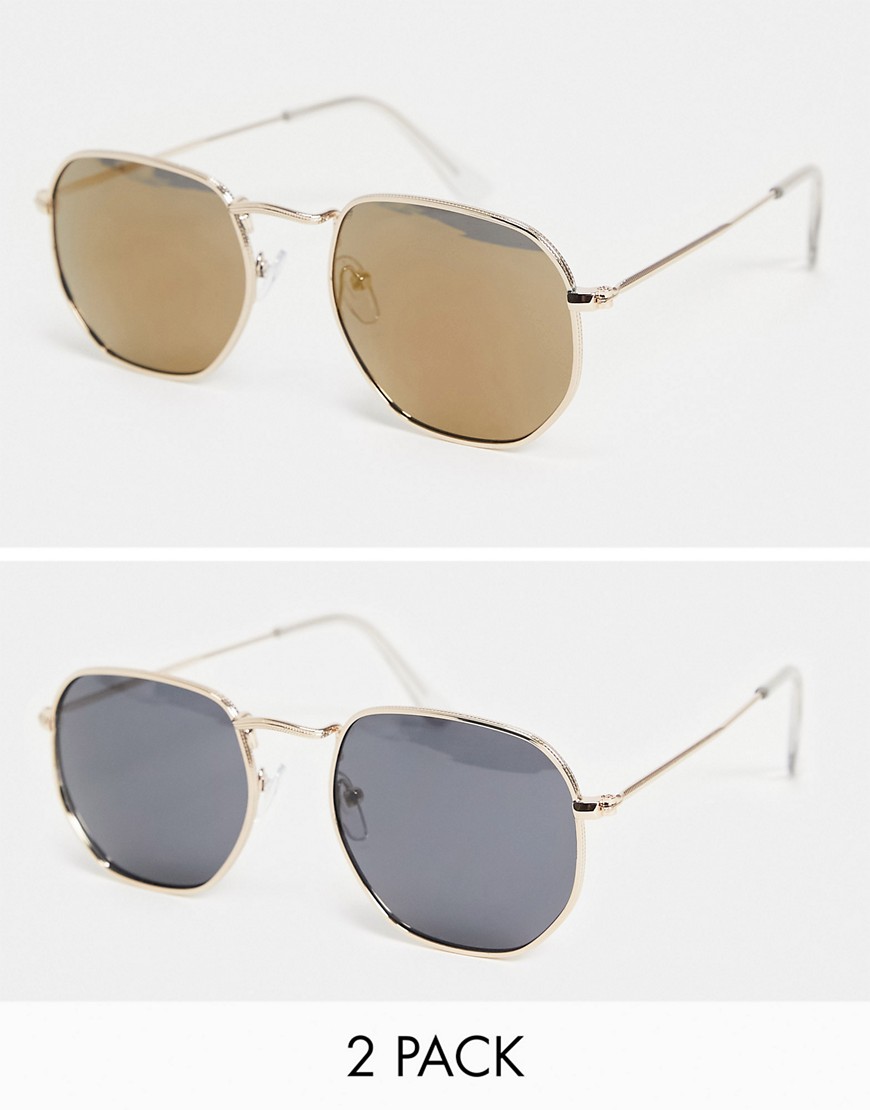 Madein. 2 pack metal frame sunglasses-Multi