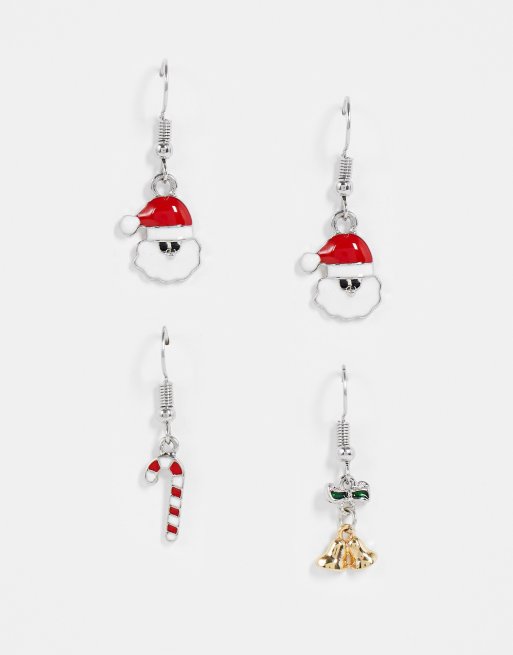 Madein – 4er-Pack Ohrringe mit weihnachtlichem Flair