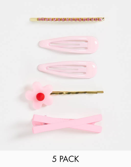 Madein – 5er-Pack verschiedene Haarspangen in Rosa