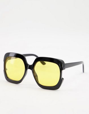 Madein – 70er-Kollektion – Sonnenbrille mit eckigen Gläsern-Gelb