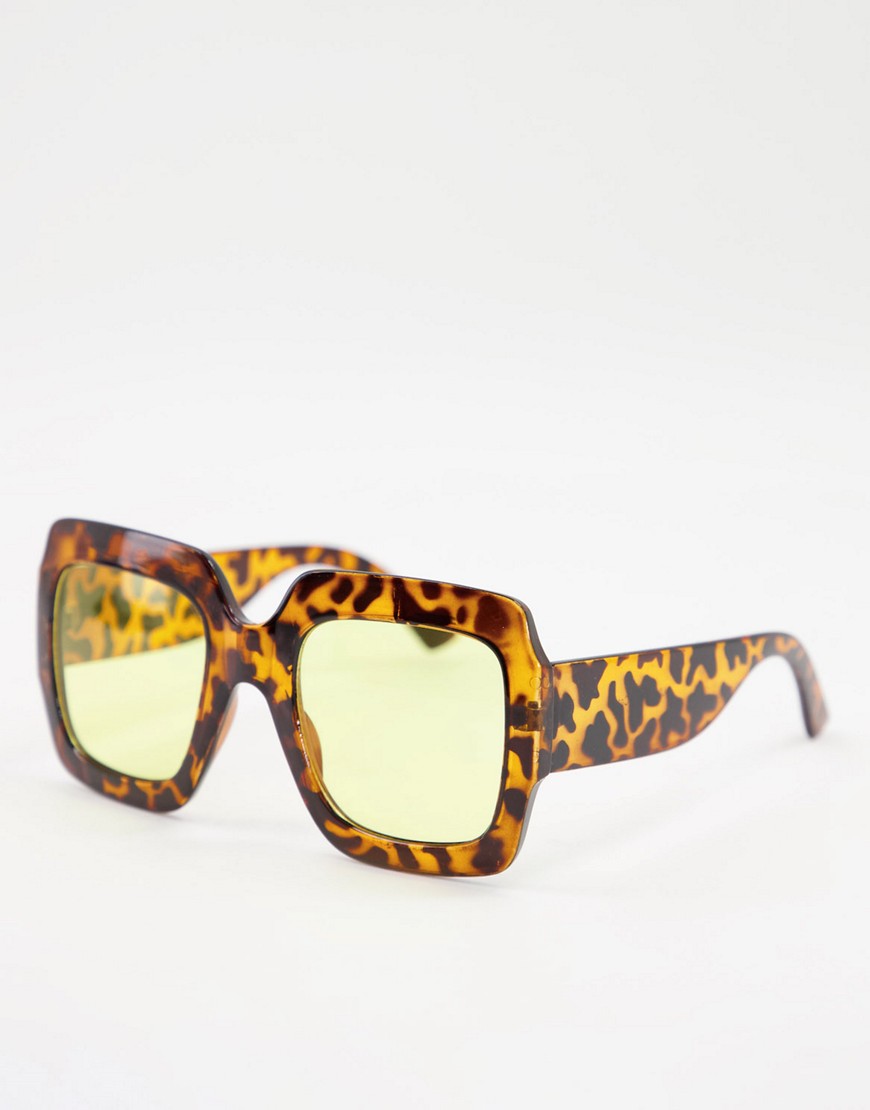 Madein - 70s Collectie - Oversized zonnebril met vierkante glazen-Bruin