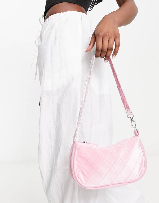 ASOS DESIGN diamond quilt adjustable shoulder bag in pink