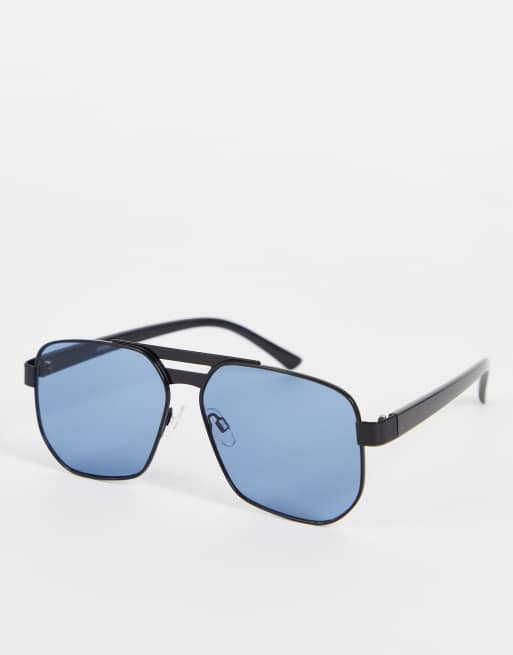 Madein Angular Aviator Sunglasses In Black Asos 1753