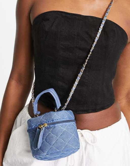 Madein. – Bardzo mała pikowana torebka crossbody z jeansu, 3 z 4