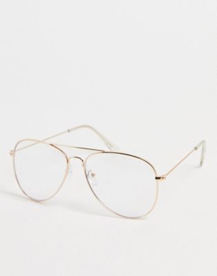Madein blue light round glasses in gold