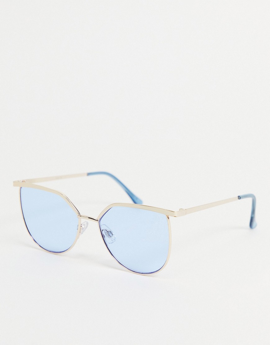 Madein. blue tinted classic sunglasses in silver and blue-Blues