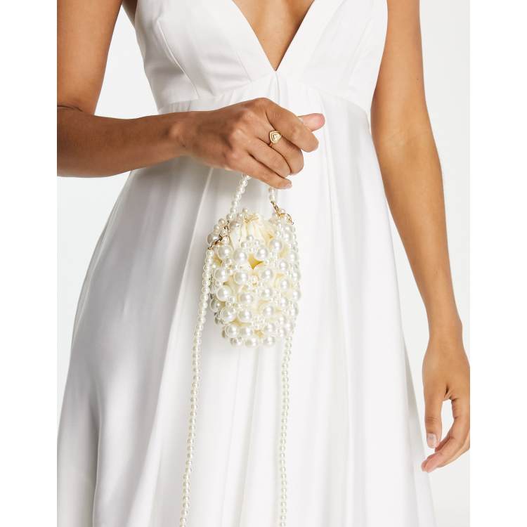 VALICLUD 2 Pz borsa da damigella d'onore di fiori borsa da sposa da sposa borsa dei soldi della sposa decorazioni per matrimoni borsetta da sposa borsa dolly da damigella d'onore bianca