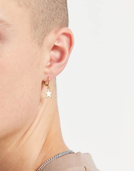 Madein. - Boucles d'oreilles à pendants lune et étoile - Doré