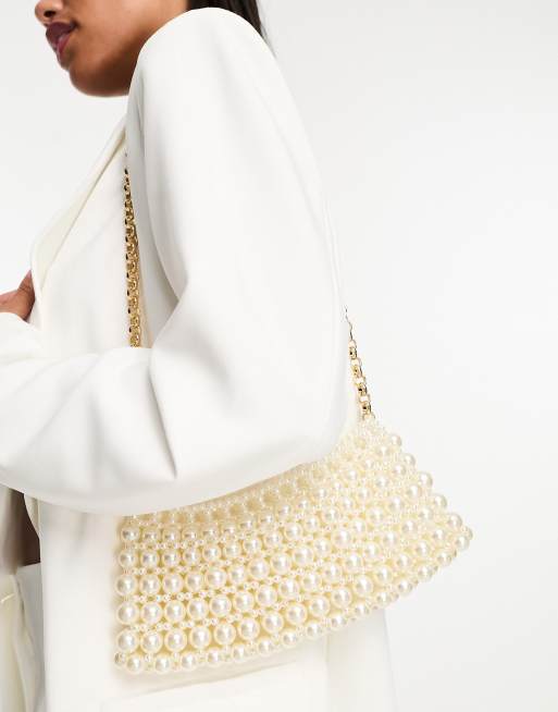 Madein. bridal pearl shoulder bag in cream ASOS