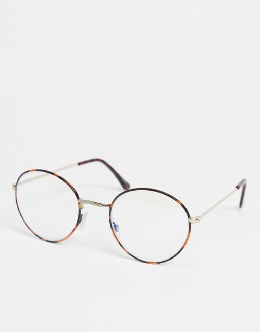 Madein.  Bril met doorzichtige glazen met blauw licht filter