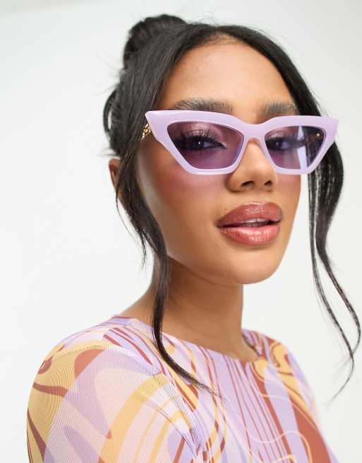 Madein. cat eye sunglasses with chain arm detail in lilac