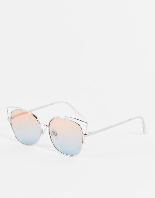 Madein. - Cat eye zonnebril met uitsnijdingen en blauwe ombre glazen