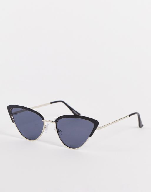 ASOS DESIGN square beveled cat eye sunglasses in shiny black