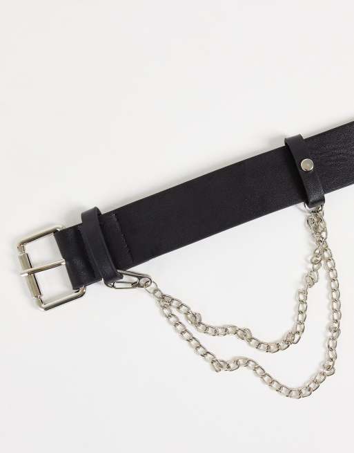 Belt with chain detail - Studio - Black