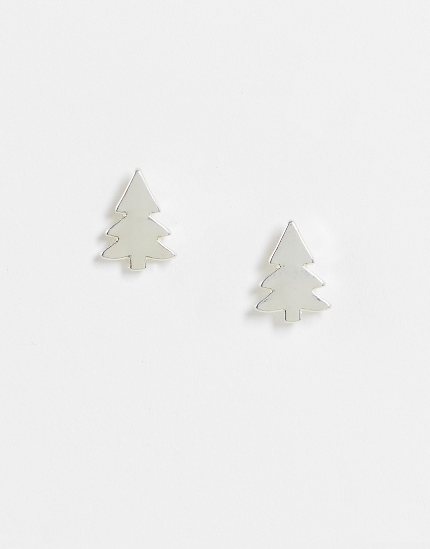 Madein Christmas tree stud earrings-White