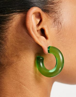 Madein chunky resin hoop earrings in green