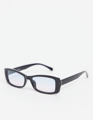 Madein. Chunky Slim Line Clear Lens Glasses-black In Black