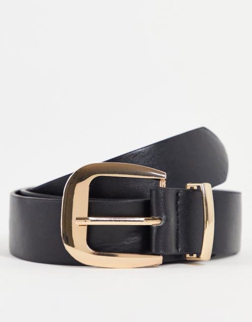 Madein - Cintura nera con fibbia color oro