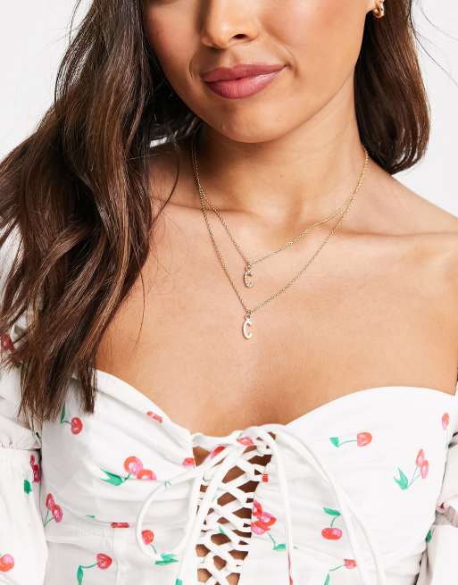 Madein - Collana a doppio filo con lettera C