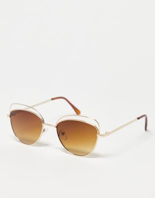 Madein. Madein. cut out metal frame cat eye sunglasses in brown
