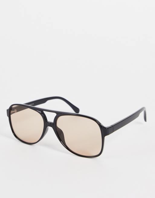 Madein – Czarne okulary przeciwsłoneczne typu aviator z brązowymi soczewkami