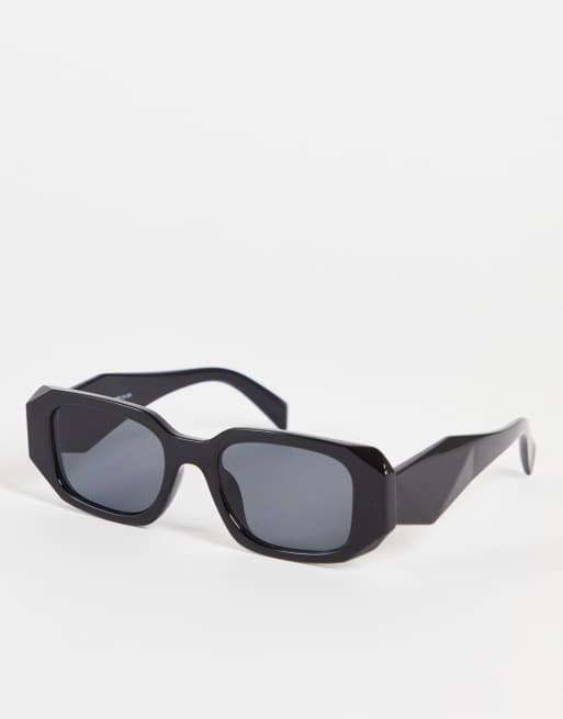 Madein – Czarne owalne okulary przeciwsłoneczne w grubych oprawkach