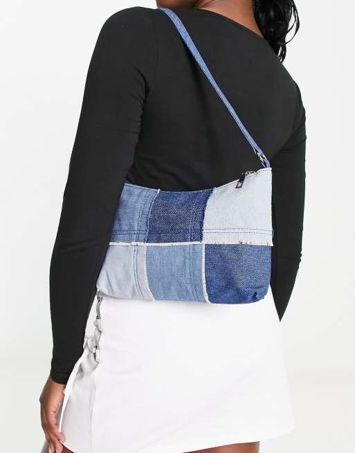 Mini Checkerboard Denim Crossbody Bag