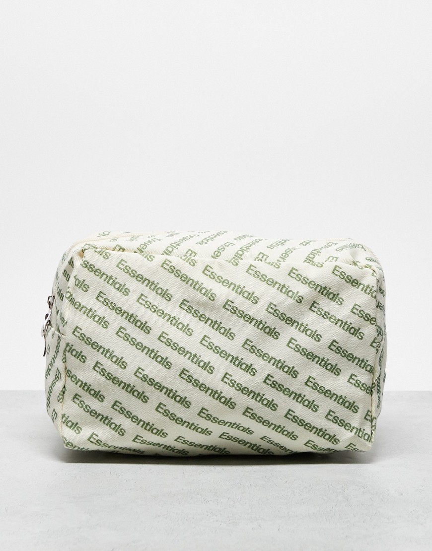 essentials square cosmetic bag in white