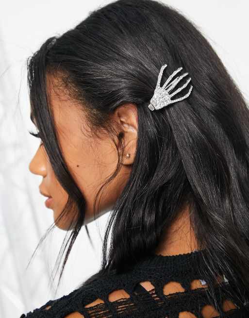 Madein. - Fermaglio per capelli a forma di scheletro color argento 