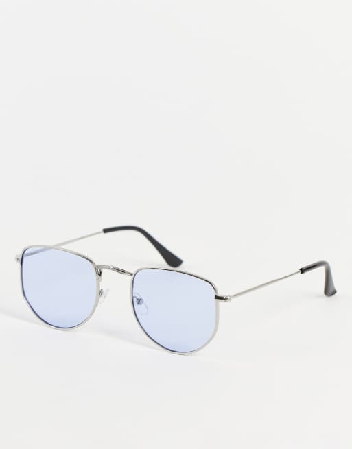 Madein. – Filigrane Sonnenbrille mit eckiger Form in Hellblau