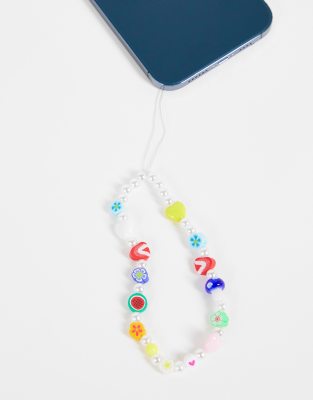 Madein Y2K faux pearl and bead phone charm