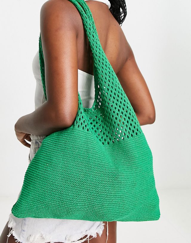 Madein. knitted shopper bag in green