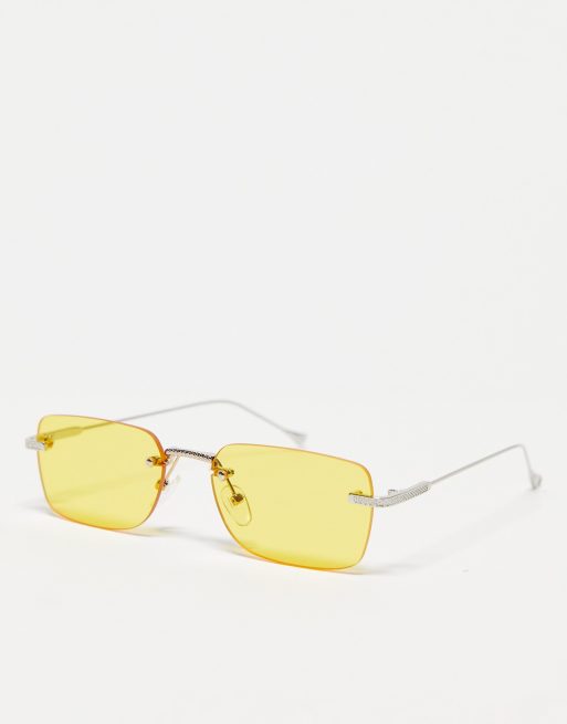 Madein. - Lunettes de soleil carrées sans monture - Jaune