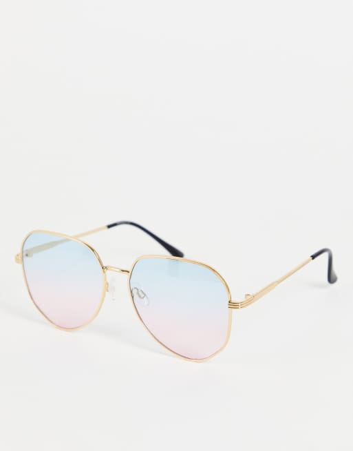 Madein. - Lunettes de soleil rondes oversize avec verres dégradés - Bleu et rose