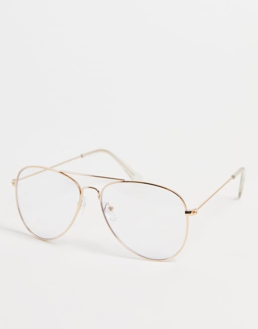 Madein - Lunettes rondes avec verres anti-lumière bleue - Doré