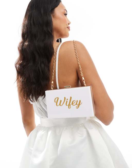 Madein. – Marmorerad kuvertväska med Wifey-text, 2 av 4