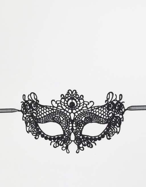 ASOS DESIGN - Maschera nera in pizzo