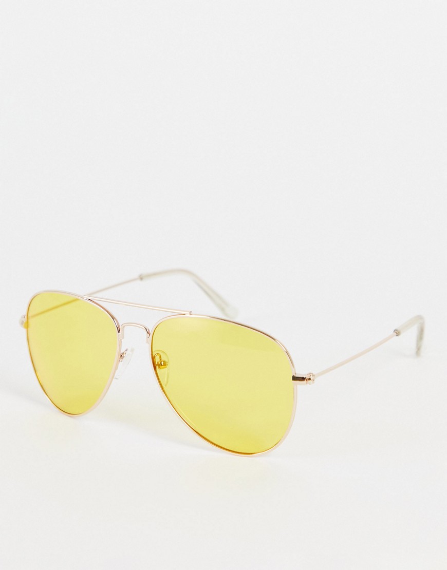 Madein. Madein Metal Frame Aviator Sunglasses In Yellow-gold