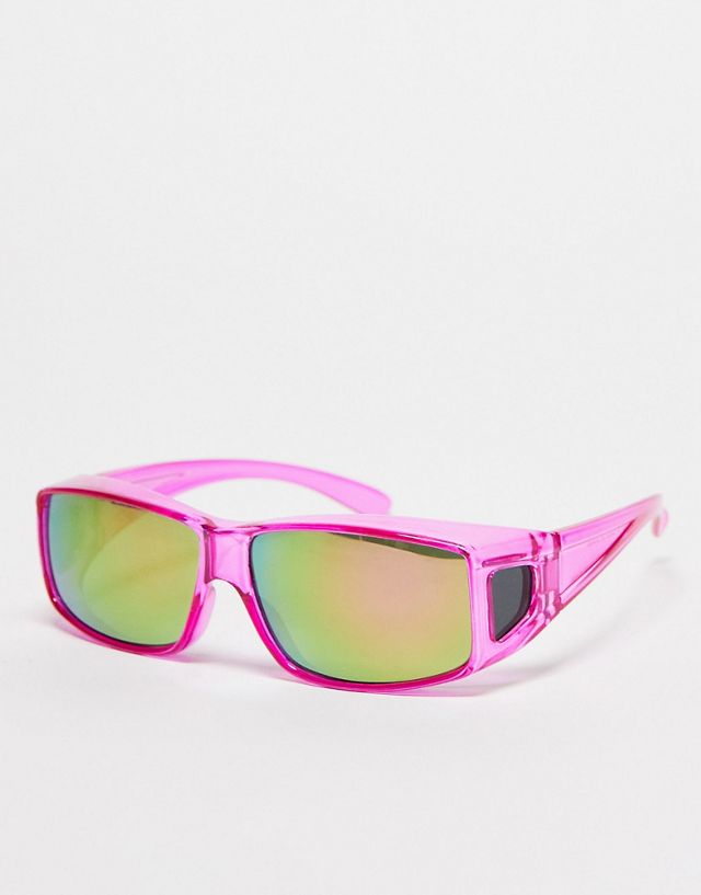 Madein. mirrored lens racer sunglasses in hot pink